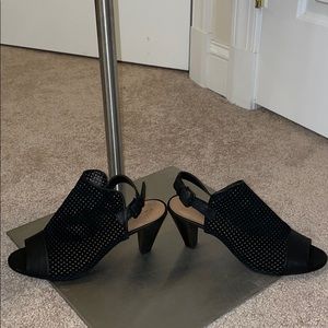 Black Tahari open toe heels